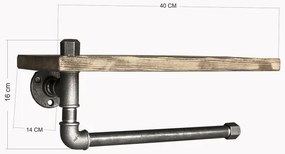 Raft de perete cu suport de prosoape BORURAF 16x40 cm molid/negru