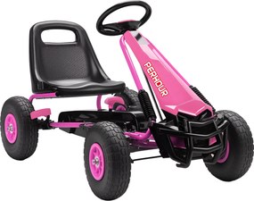AIYAPLAY Gokart cu pedale pentru copii, scaun reglabil pe înălțime, roți EVA, frână, ambreiaj, 3-8 ani, Roz | Aosom Romania