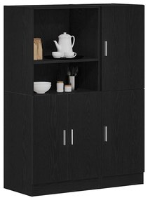 vidaXL Set dulap de bucătărie 2 piese Lemn negru prelucrat