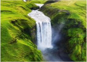 Tablou pe sticlă - Cascada Skogafoss (70x50 cm)
