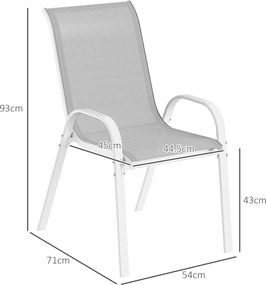 Outsunny Set de 4 Scaune Suprapozabile cu Spătar Înalt și șezut din Plasă, 54x71x93 cm, Negru | Aosom Romania