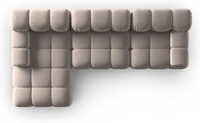 Colțar modular maro deschis cu tapițerie din catifea (cu colț pe partea stângă ) Bellis – Micadoni