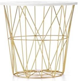 Măsuță de cafea HARISSA 41x42 cm auriu/alb decor marmorat