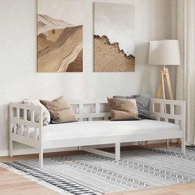vidaXL Pat de zi, alb, 90x190 cm, lemn masiv de pin