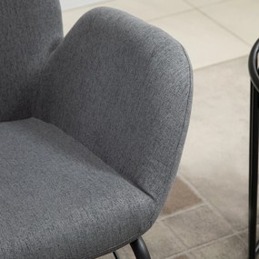 HOMCOM Balansoar Design Modern din Metal, Fotoliu Balansoar Tapitat pentru Sufragerie si Living, Gri