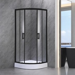 Cabină de duș curbată Spirit Clear 80x80x194 cm cu cădiță de duș din acril armat, neagră