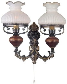 Aplica de perete cu 2 brate design italian din alama cu lemn 634