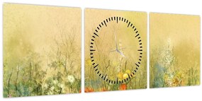 Tablou - Pajiște pictată (cu ceas) (90x30 cm)