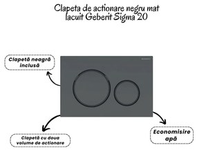 Set vas wc suspendat negru Oslo cu clapeta, rezervor incastrat Geberit Sigma