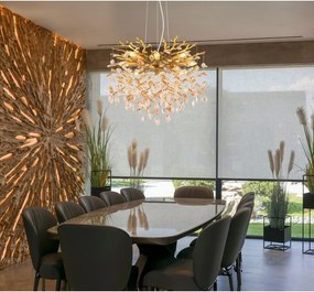 Lustra suspendata metal auriu mat, cristale de sticla QUEENA