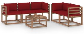 3067413 vidaXL Set mobilier de relaxare pentru grădină perne roșu vin 6 piese