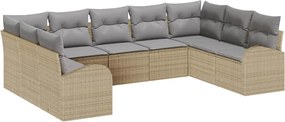 vidaXL Set de canapea cu pernă 9 pcs Bej Poli Rattan