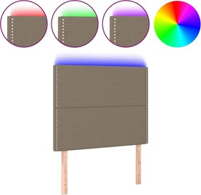 vidaXL Tăblie de pat cu LED, gri taupe, 90x5x118/128 cm, textil