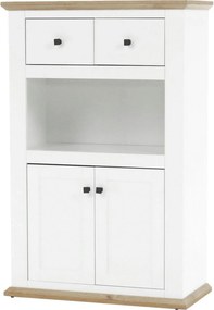 Comoda LEON MZ8, DTD laminat, alb/stejar grand, 85x40x130 cm