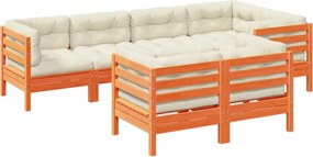 vidaXL Set canapele grădină cu perne, 7 piese, maro, lemn masiv de pin