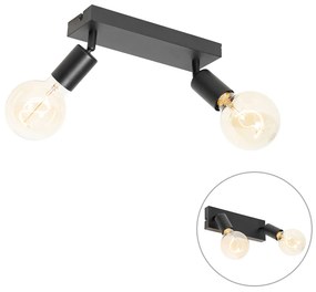 Spot modern negru dreptunghiular cu 2 lumini - Facil