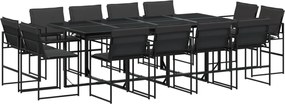 vidaXL Set mobilier de grădină, 13 piese, cu perne, negru, textilenă