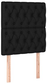 Pat box spring cu saltea, negru, 80x200 cm, textil Negru, 80 x 200 cm, Design cu nasturi