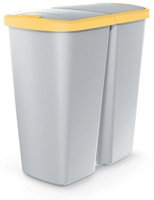 Coș de gunoi DUO gri, 45 l, galben/gri