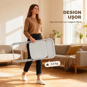 HOMCOM Set de 6 Scaune Pliabile din PP cu Orificii de Drenaj, Scaune Pliabile Salva-Spațiu Portabile din Oțel, Scaun Pliabil de Interior pentru Casă, Birou, Bucătărie, Evenimente, 45x49x79,5 cm, Alb | Aosom Romania