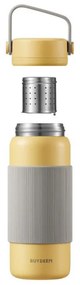 Termos cu infuzor Buydeem CD1011-MY, 400 ml, Rezistent la scurgeri, Infuzor detasabil, Otel inoxidabil, Maner, Galben