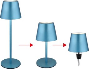 Globo 58488BL-LED Lampă de masă VANNIE, reîncărcabilă, cu control tactil și reglare a luminozității, pentru exterior 3W/5V IP54 1800mAh albastră