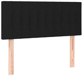 Pat box spring cu saltea, negru, 80x200 cm, textil Negru, 80 x 200 cm, Benzi verticale