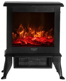 Semineu electric compact Adler AD7754, 1800W, sticla securizata, ceramica, efect flacara 3D, 2 trepte