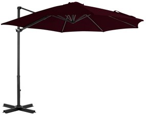 Umbrela suspendata cu stalp din aluminiu, rosu, 300 cm