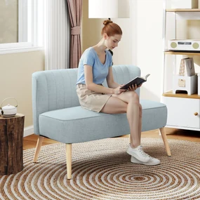 HOMCOM Canapea cu 2 Locuri din Material Textil fără Brațe, Canapea  cu Picioare din Lemn, 117x56,5x77 cm, Verde | Aosom Romania
