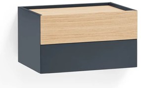 Noptieră gri antracit-natural cu aspect de lemn de stejar Otto – Teulat