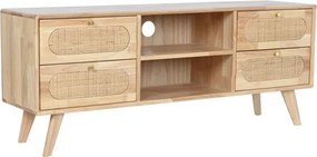 Comoda TV natur , din lemn de cauciuc si rattan „Rustic Serenity”