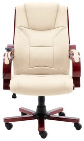 20568 vidaXL Scaun de masaj pentru birou, crem, piele naturală
