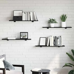 vidaXL Raft pentru cărți 4 pcs Negru 80 x 20 x 1.5 cm Lemn compozit