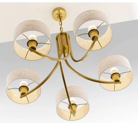 Jupiter 2097 - Candelabru suspendat pe lanț ARTHUR 5xE27/15W/230V alb/auriu/decor marmură