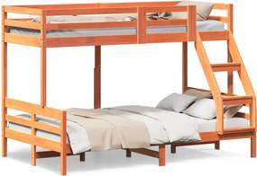 vidaXL Pat supraetajat 80x200/120x200 cm maro ceruit lemn masiv de pin