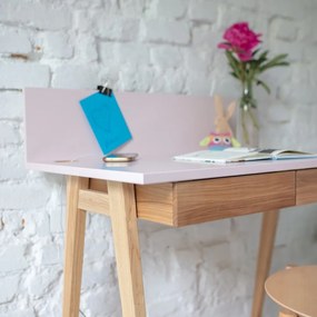 Birou cu bază din lemn de frasin Ragaba Luka, lungime 85 cm, gri