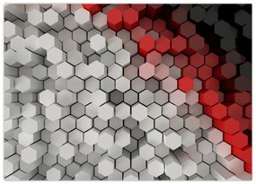 Tablou pe sticlă - 3D hexagoane (70x50 cm)