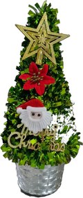 Brad artificial de Craciun NOVOKIDS™ Mini Christmas Tree, Pentru casa si birou, Cu decoratiuni si suport incluse, Coroana bogata, Inaltime 35 cm, Pom