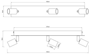 Spot DREW 3xGU10/35W/230V negru/alamă Globo 57998-3B