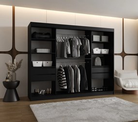 Dulap de haine 250 cm Boomer 2 (Negru) (cu iluminat). 1126270