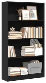 vidaXL Bibliotecă, negru, 80x24x143 cm, lemn prelucrat