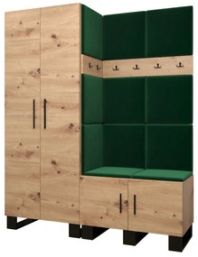 Set mobilier pentru hol Amanda 2 (Stejar artisan + verde). 1085872