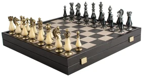 Joc de sah Leather Chessboard Chessmen &amp; Pearl