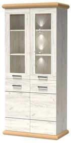 Vitrină Kenny 03 (cu iluminat LED) (craft Alb + craft auriu). 1057828