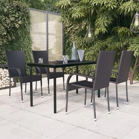 Set mobilier de gradina, 5 piese, negru