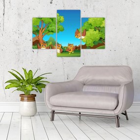 Tablou - Bufnițe vesele (90x60 cm)