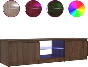 vidaXL Comodă TV cu lumini LED, stejar maro, 140x40x36 cm