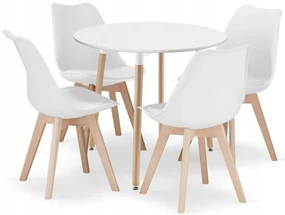 Set de sufragerie 1 + 4, masa KAMI 80x80 alb + scaun BALI MARK alb