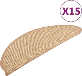 vidaXL Covorașe pentru scări, 15 buc., 56x17x3 cm, maro deschis, semirotunde